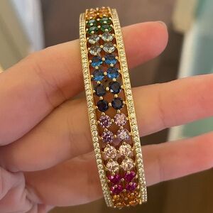 Kurt Geiger Gold Multicolor Gemstone Bracelet